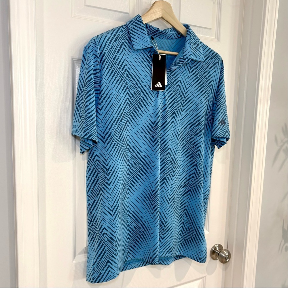 Adidas Ultra 365 Performance All Over Print Chevron Polo Golf Shirt Men L  NWT - Picture 6 of 16